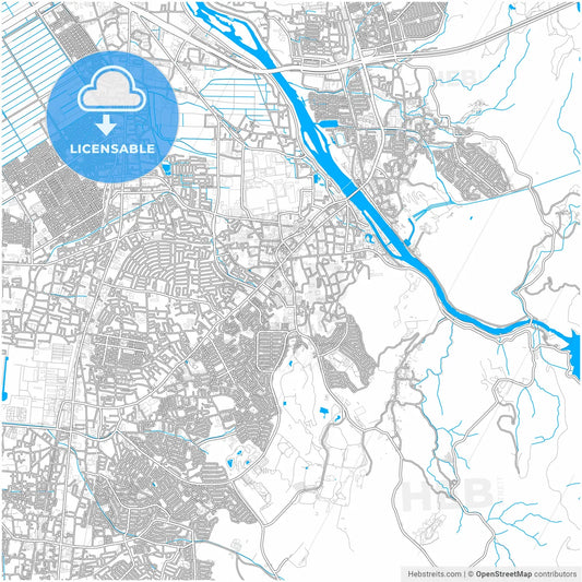 Uji, Kyoto, Japan, city map with high resolution roads.
