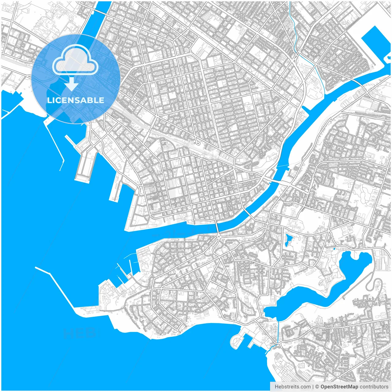 Kushiro, Hokkaidō, Japan, city map with high resolution roads.