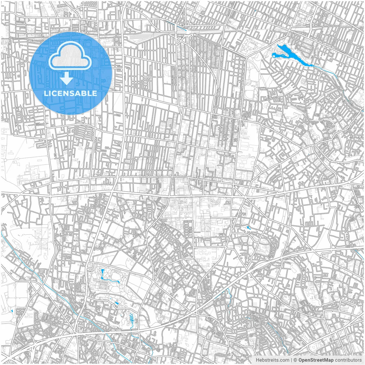 Mitaka, Tokyo, Japan, city map with high resolution roads.
