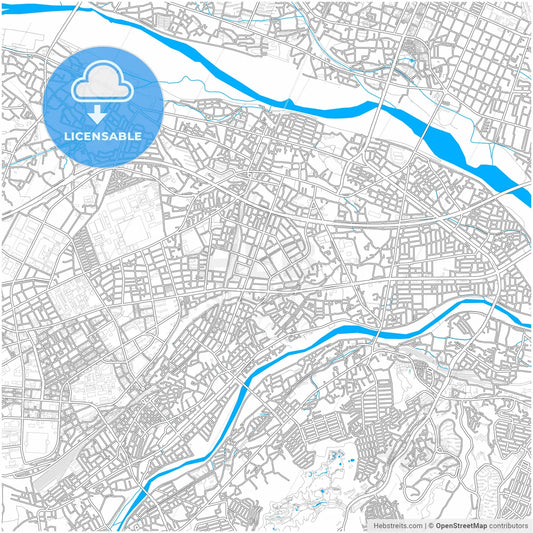 Hino, Tokyo, Japan, city map with high resolution roads.