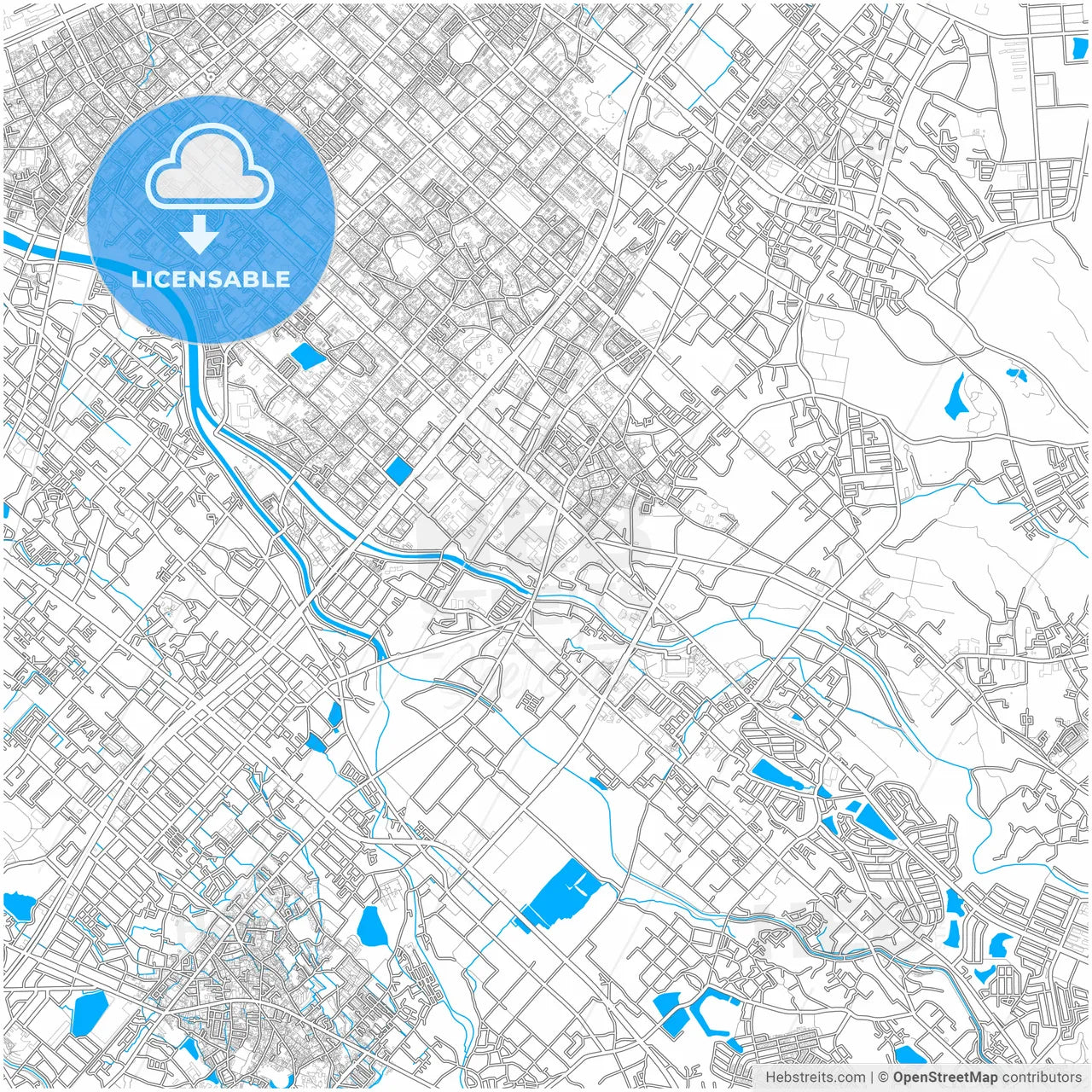 Izumi, Osaka, Japan, city map with high resolution roads.