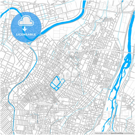 Takaoka, Toyama, Japan, city map with high resolution roads.
