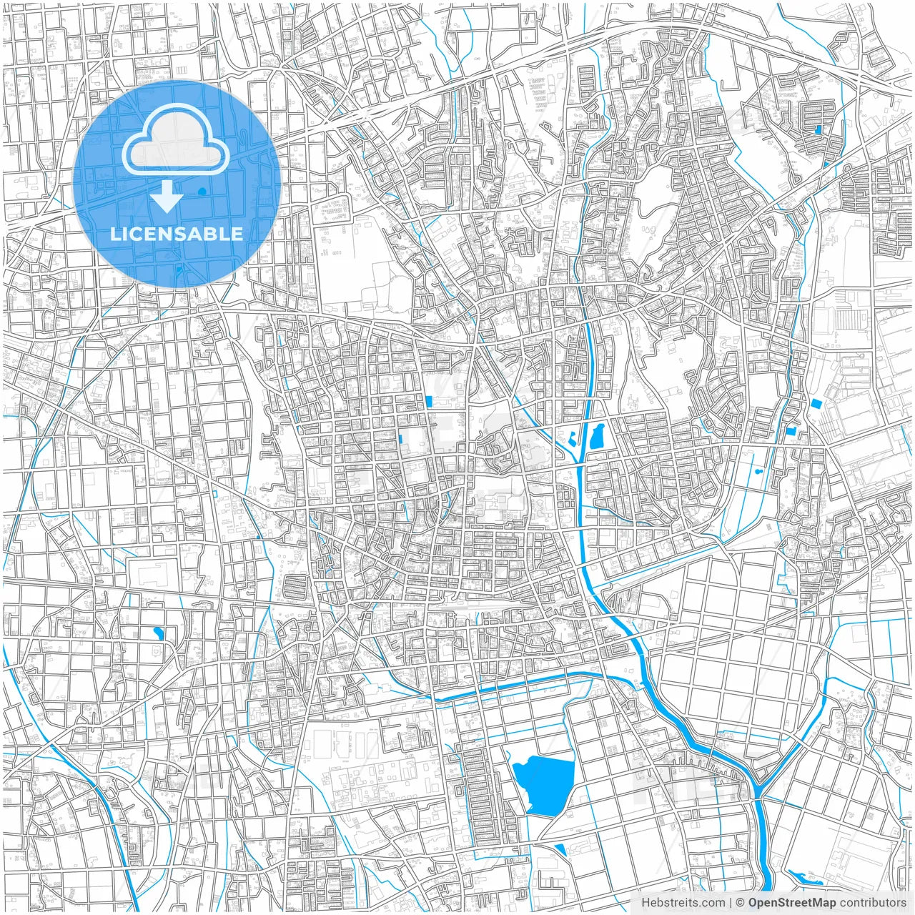 Iwata, Shizuoka, Japan, city map with high resolution roads.