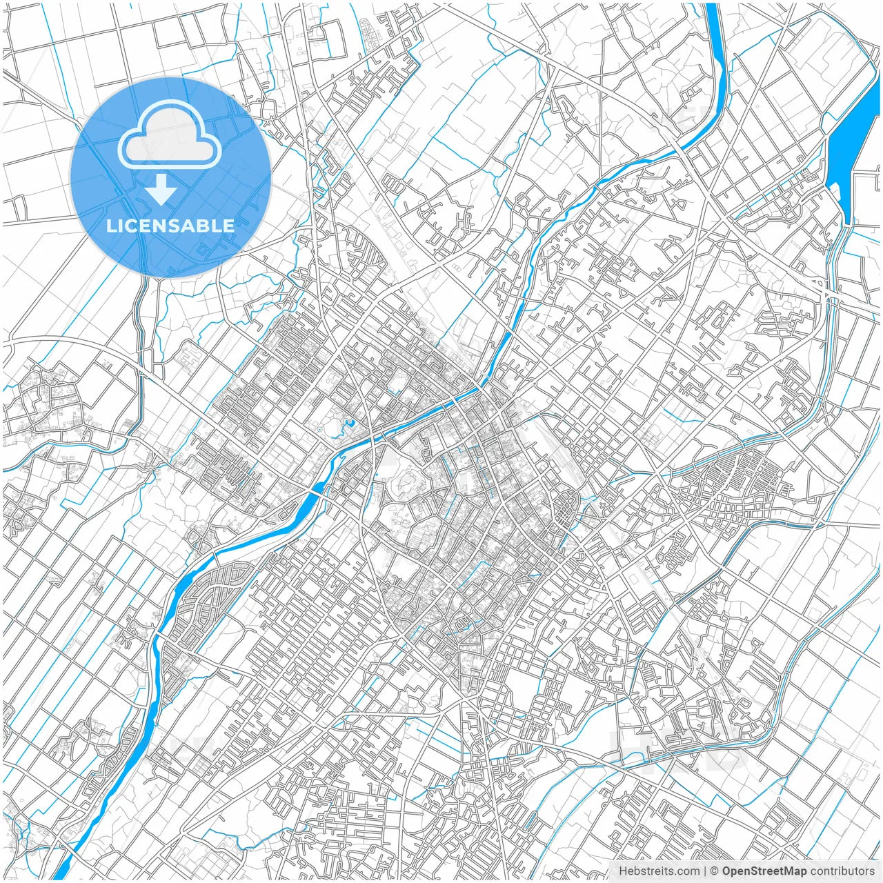 Matsusaka, Mie, Japan, city map with high resolution roads.