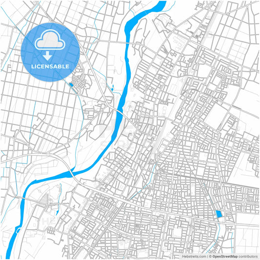 Oyama, Tochigi, Japan, city map with high resolution roads.
