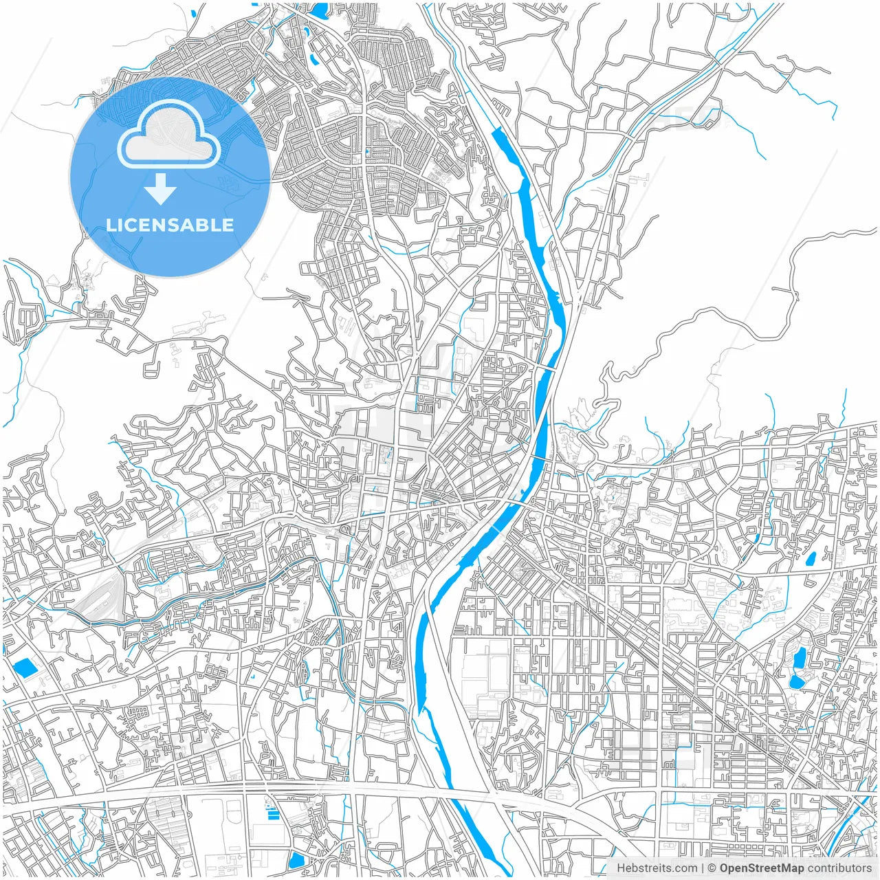 Kawanishi, Hyōgo, Japan, city map with high resolution roads.