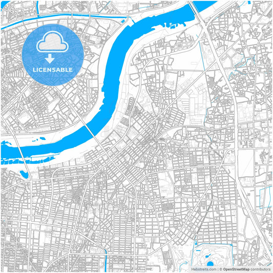 Moriguchi, Osaka, Japan, city map with high resolution roads.
