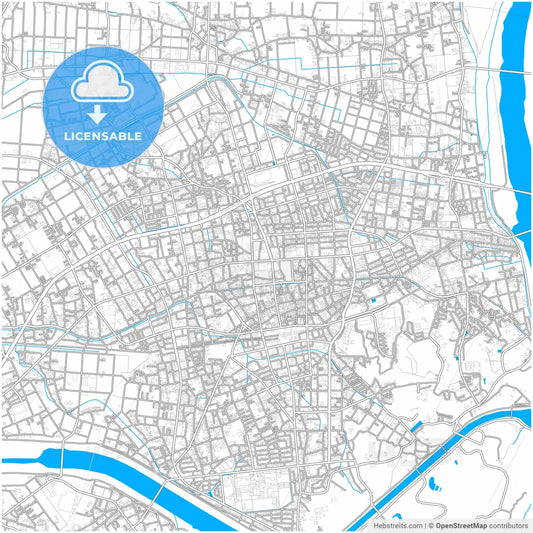 Izumo, Shimane, Japan, city map with high resolution roads.