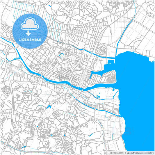 Tsuchiura, Ibaraki, Japan, city map with high resolution roads.