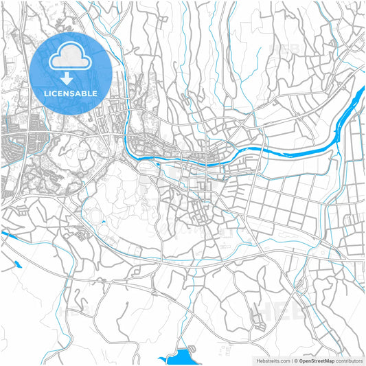 Isahaya, Nagasaki, Japan, city map with high resolution roads.