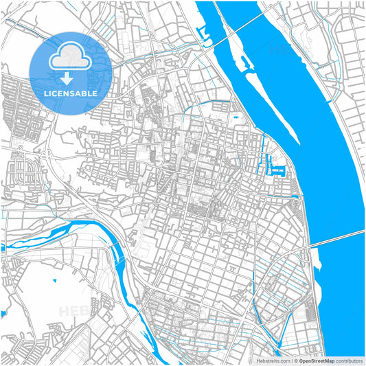 Kuwana, Mie, Japan, city map with high resolution roads.