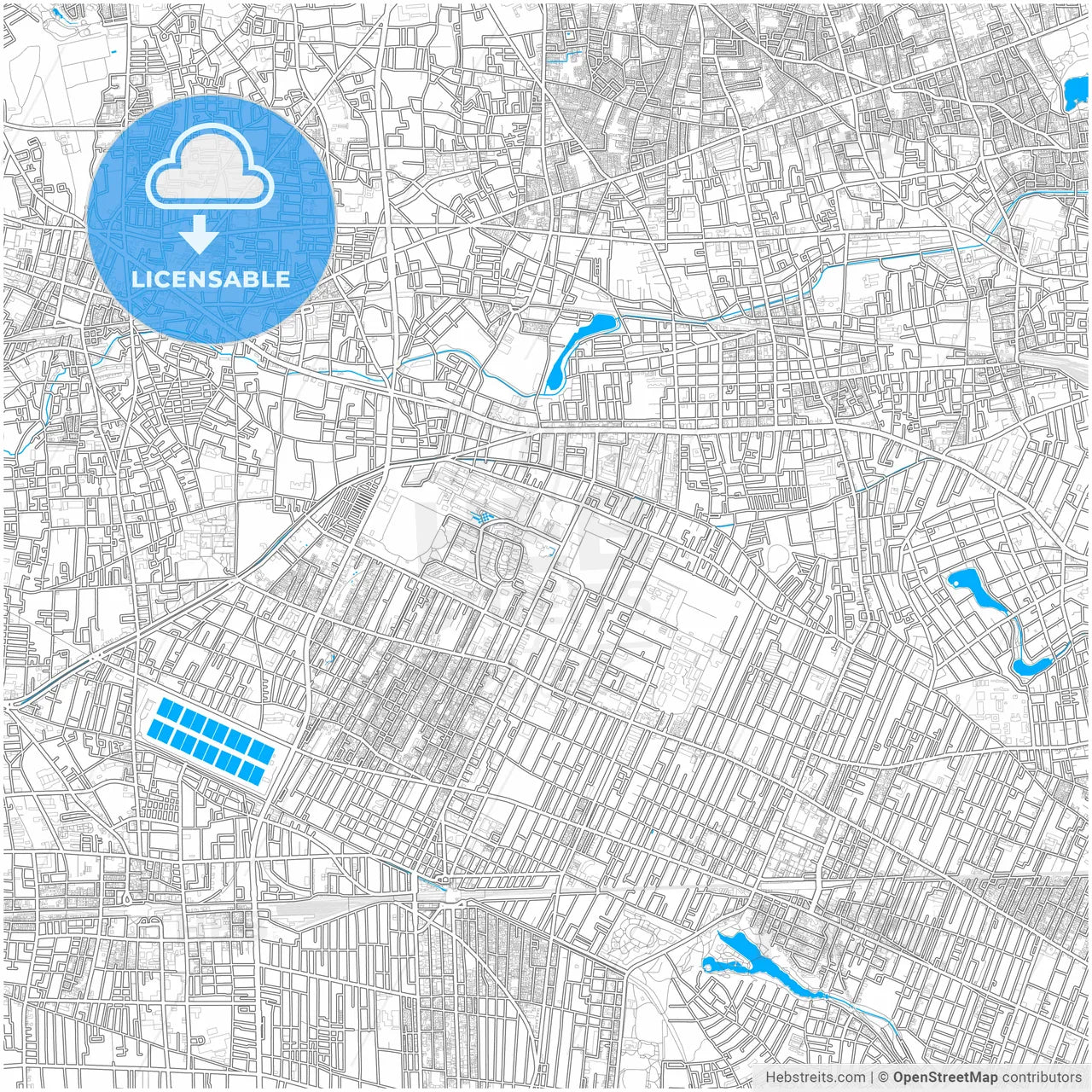 Musashino, Tokyo, Japan, city map with high resolution roads.