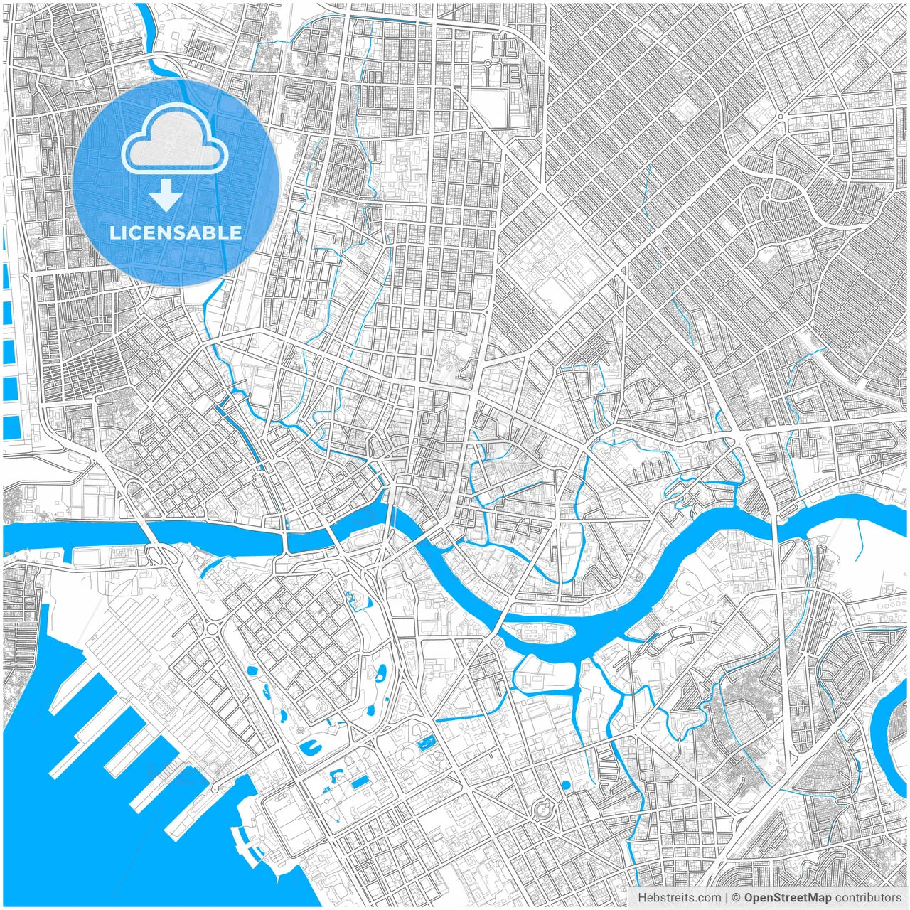Manila, Philippines, city map with high resolution roads.