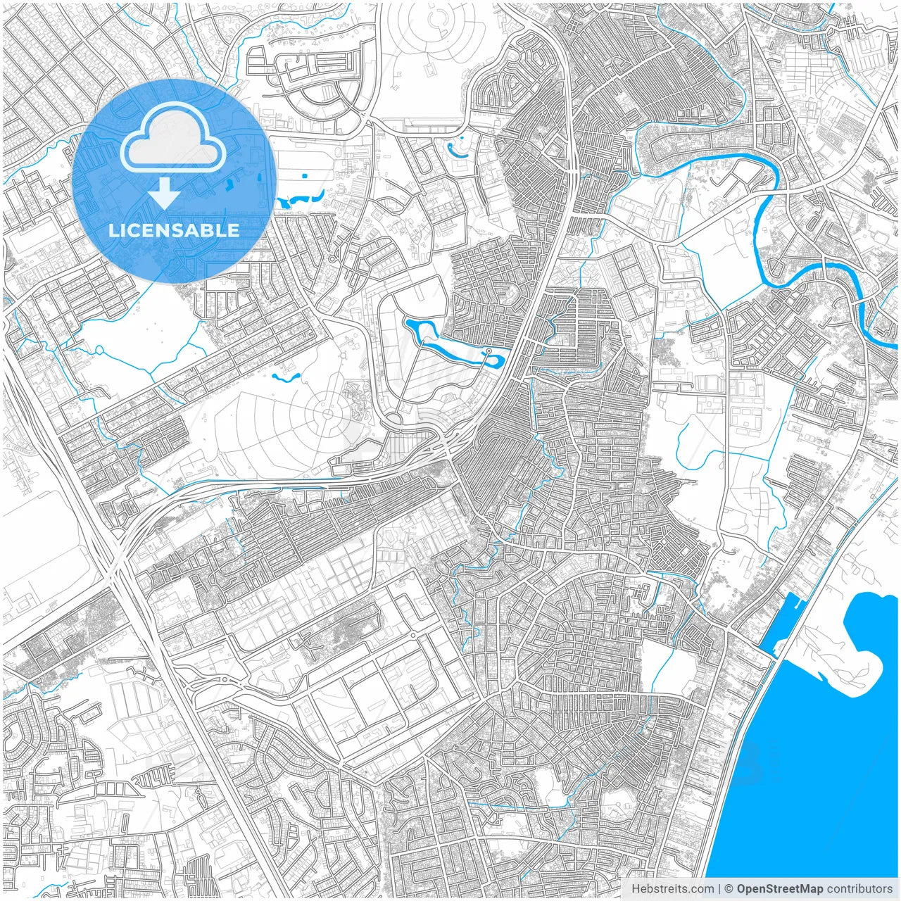 Taguig, Philippines, city map with high resolution roads.