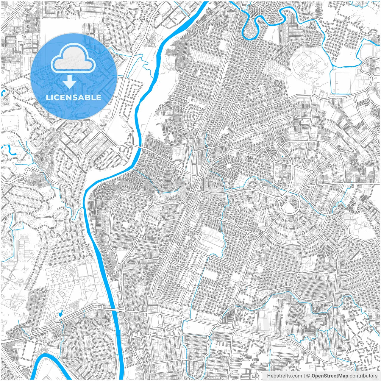 Marikina, Philippines, city map with high resolution roads.