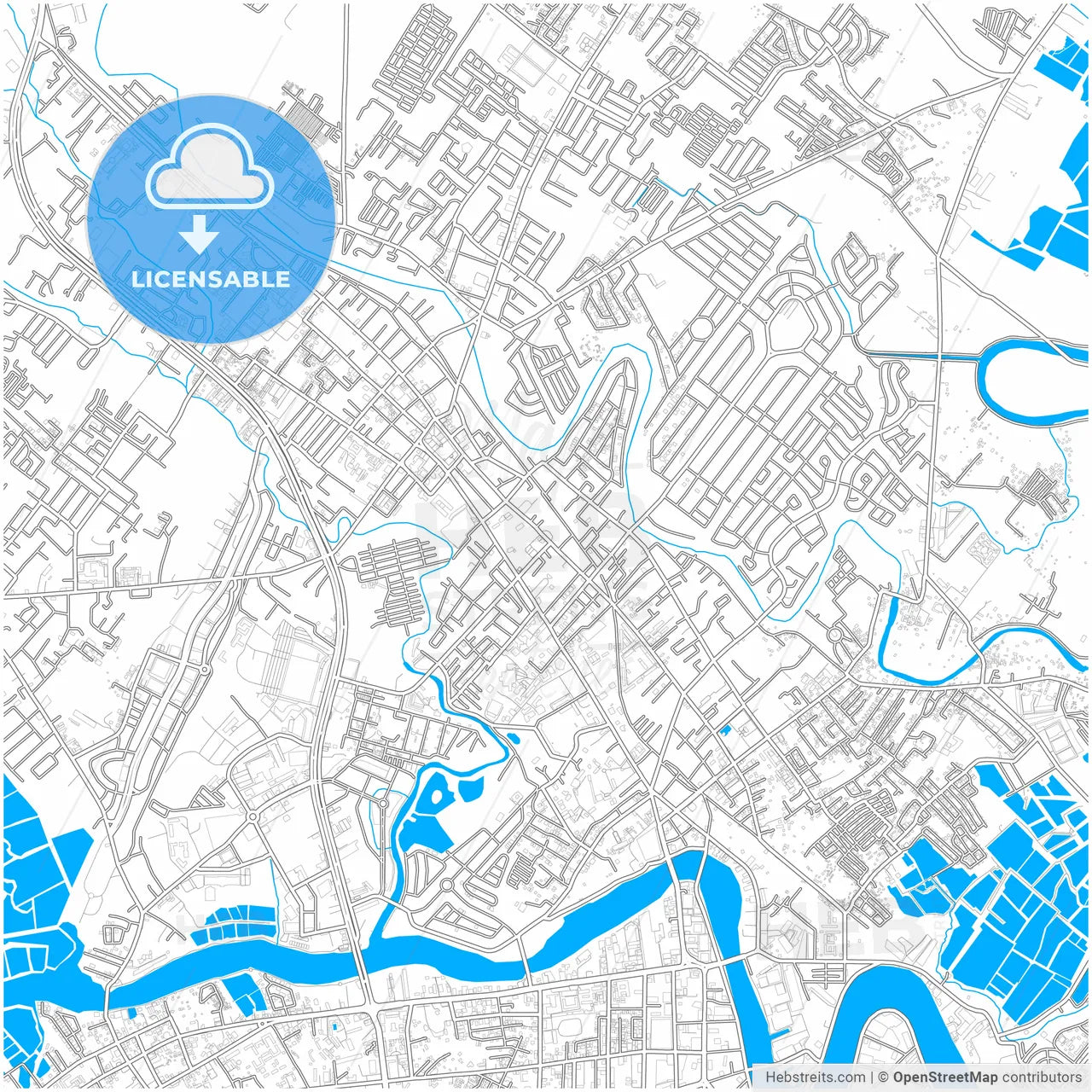 Iloilo City, Iloilo, Philippines, city map with high resolution roads.