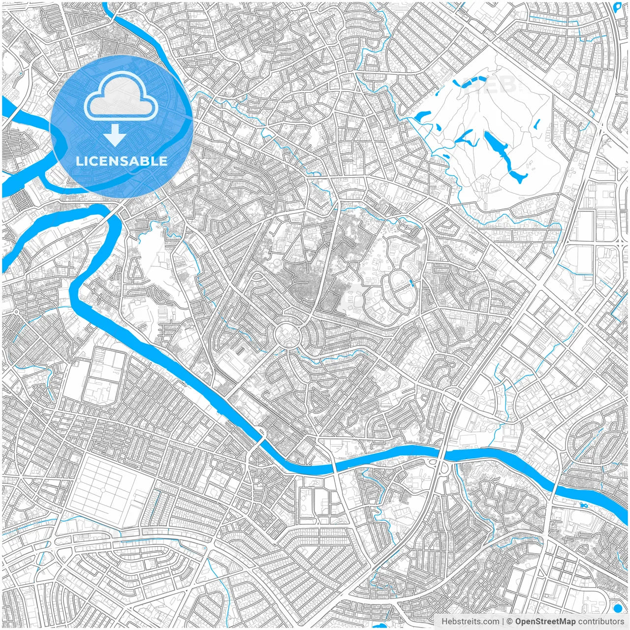 Mandaluyong, Philippines, city map with high resolution roads.
