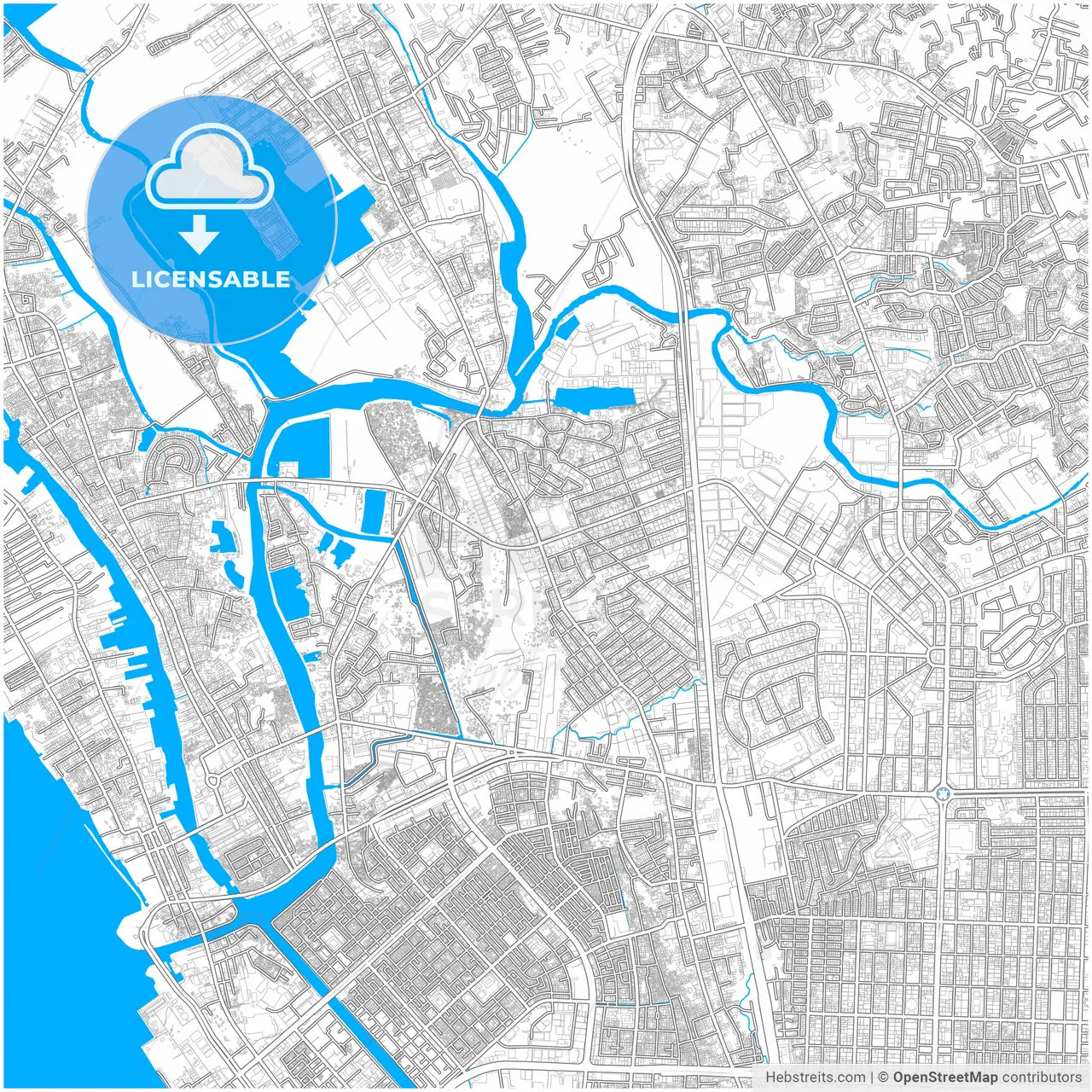 Malabon, Philippines, city map with high resolution roads.