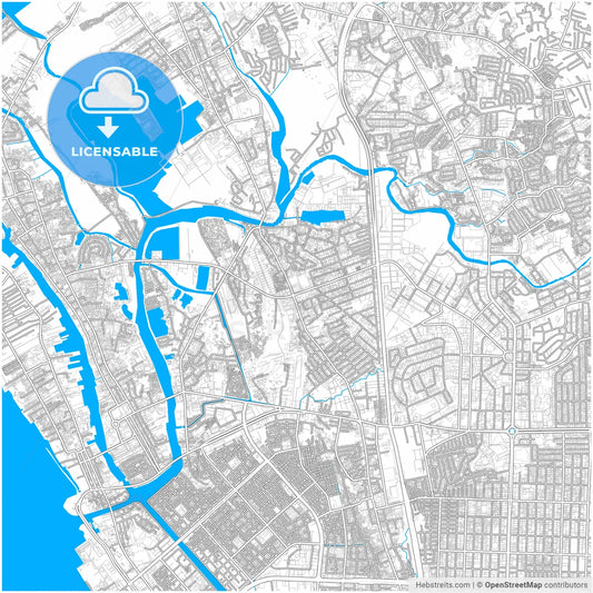 Malabon, Philippines, city map with high resolution roads.