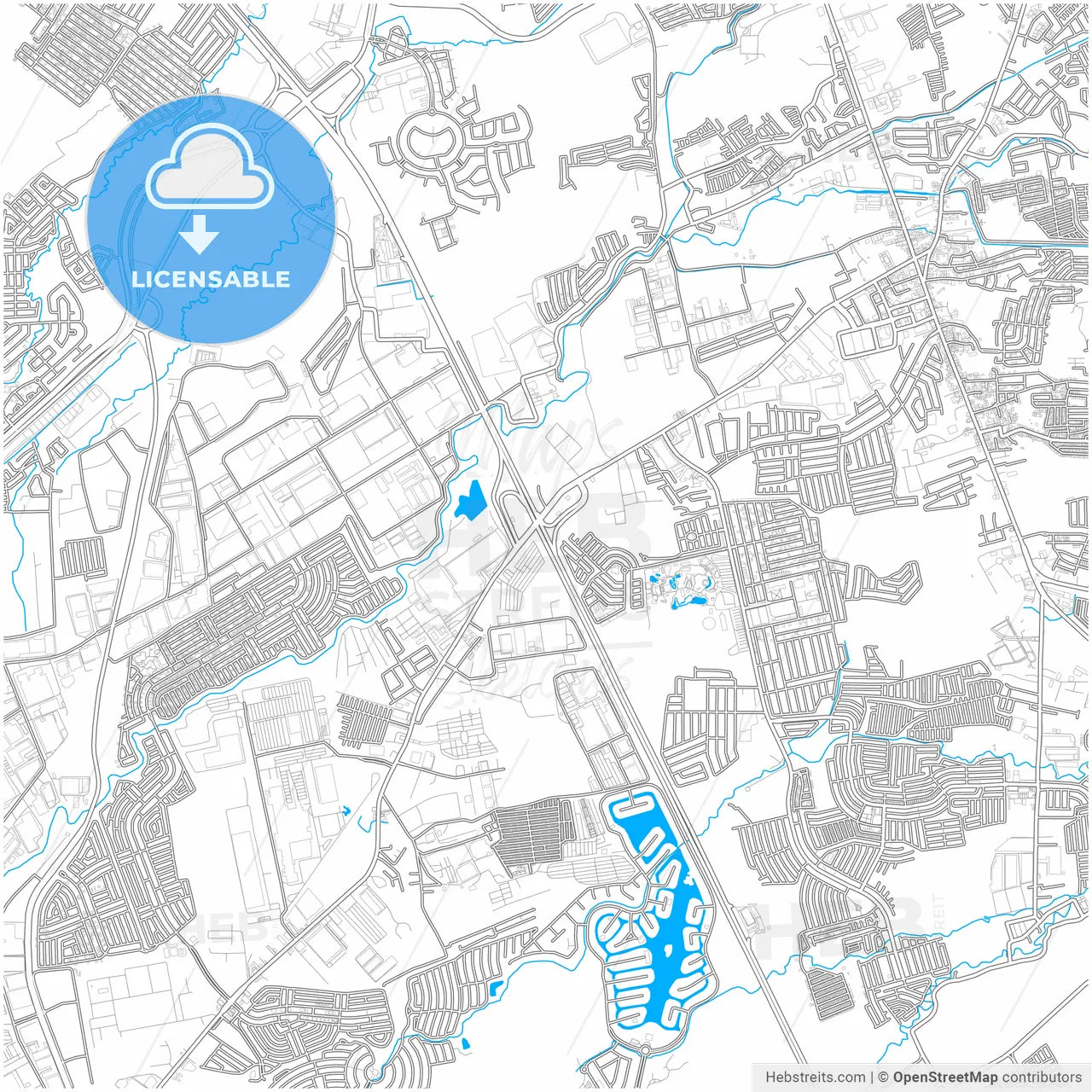 Santa Rosa, Laguna, Philippines, city map with high resolution roads.