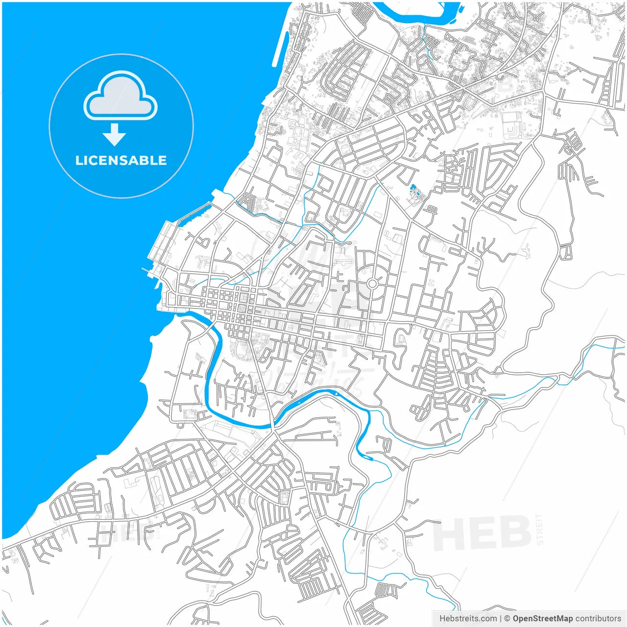 Iligan, Lanao del Norte, Philippines, city map with high resolution roads.