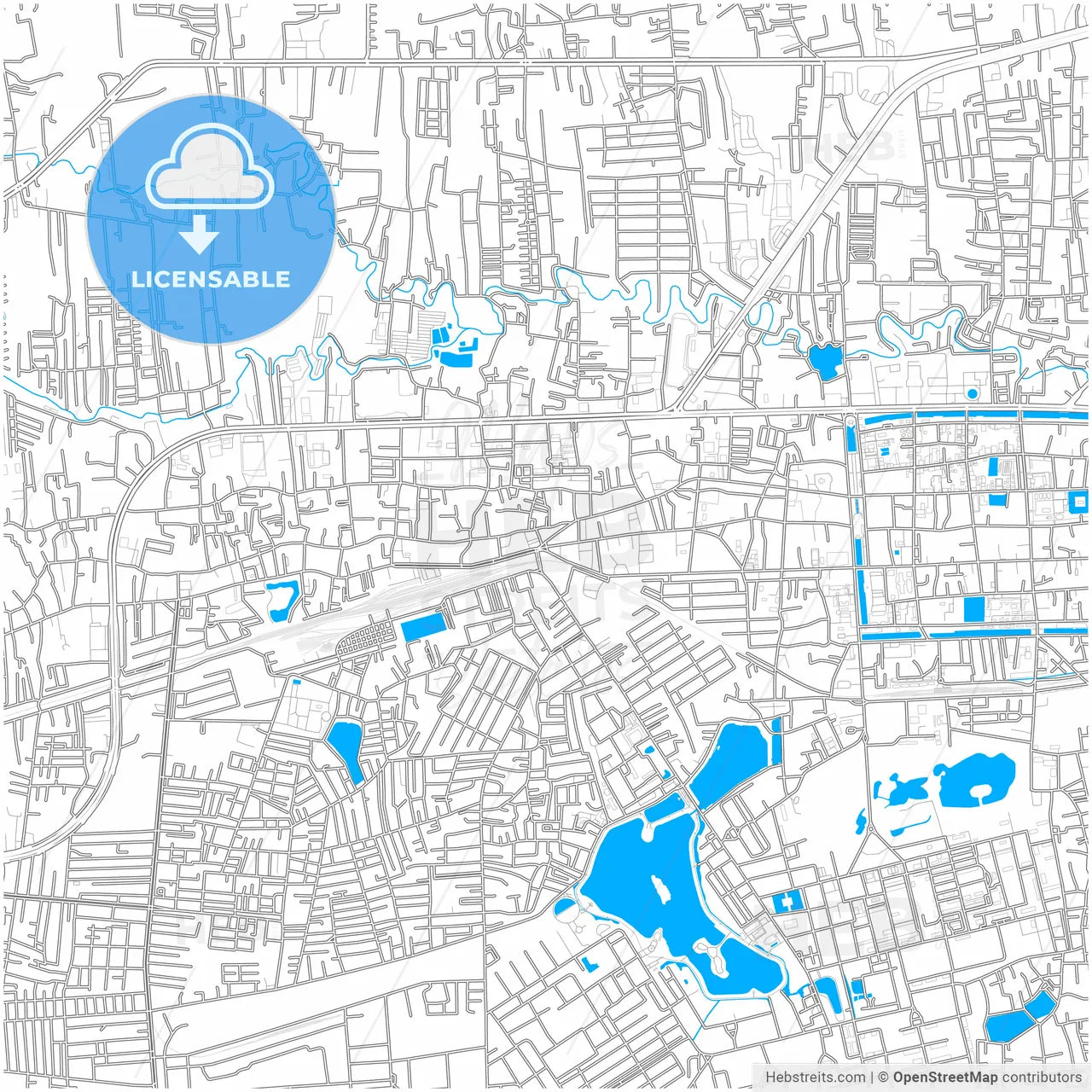 Nakhon Ratchasima, Nakhon Ratchasima, Thailand, city map with high resolution roads.