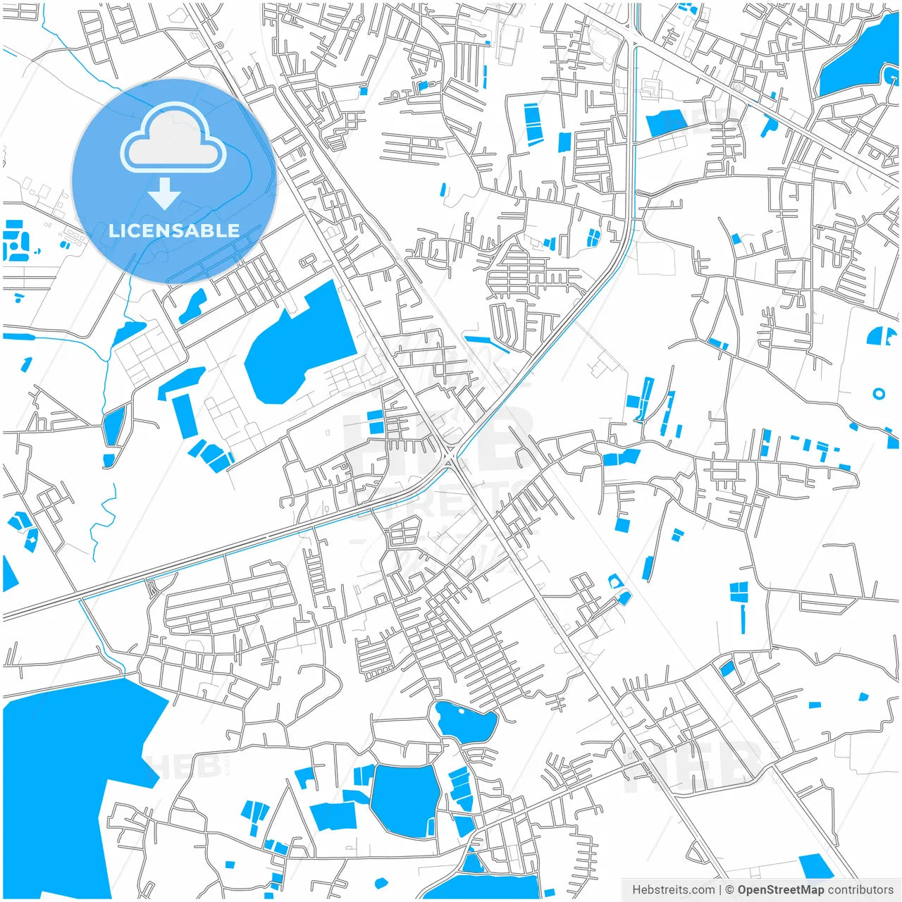 Udon Thani, Udon Thani, Thailand, city map with high resolution roads.