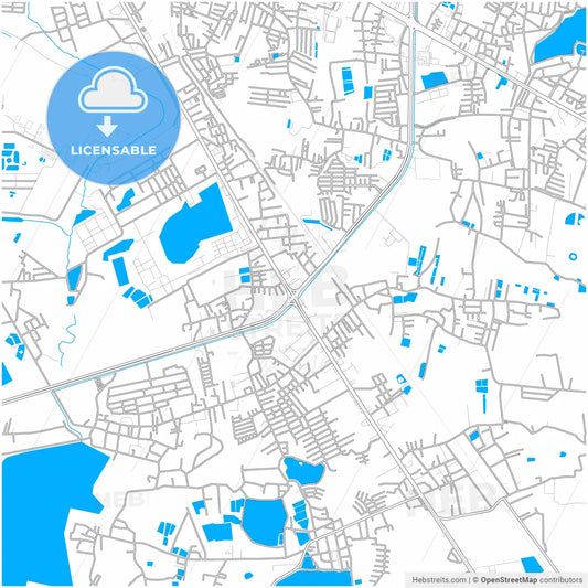Udon Thani, Udon Thani, Thailand, city map with high resolution roads.