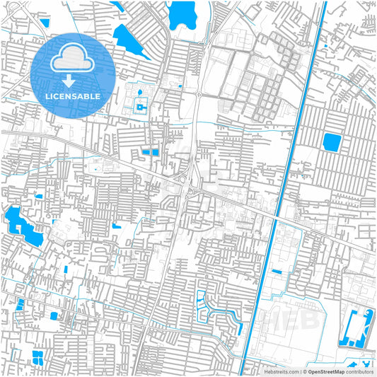 Pak Kret, Nonthaburi, Thailand, city map with high resolution roads.