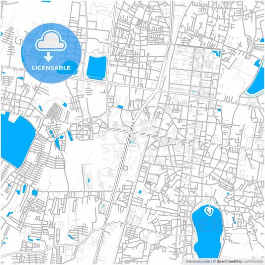 Khon Kaen, Khon Kaen, Thailand, city map with high resolution roads.
