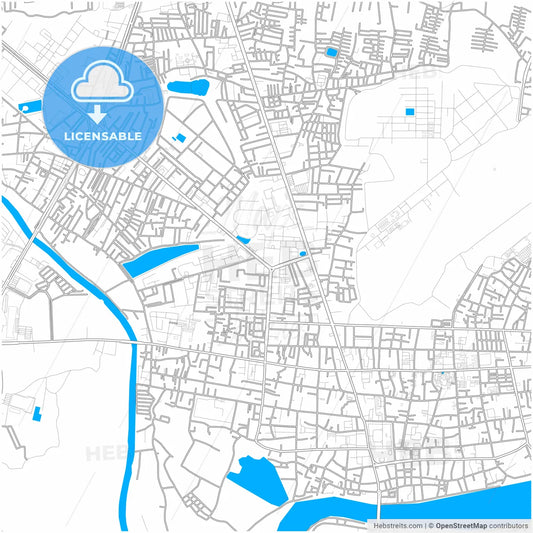 Ubon Ratchathani, Ubon Ratchathani, Thailand, city map with high resolution roads.