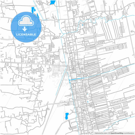 Nakhon Si Thammarat, Nakhon Si Thammarat, Thailand, city map with high resolution roads.