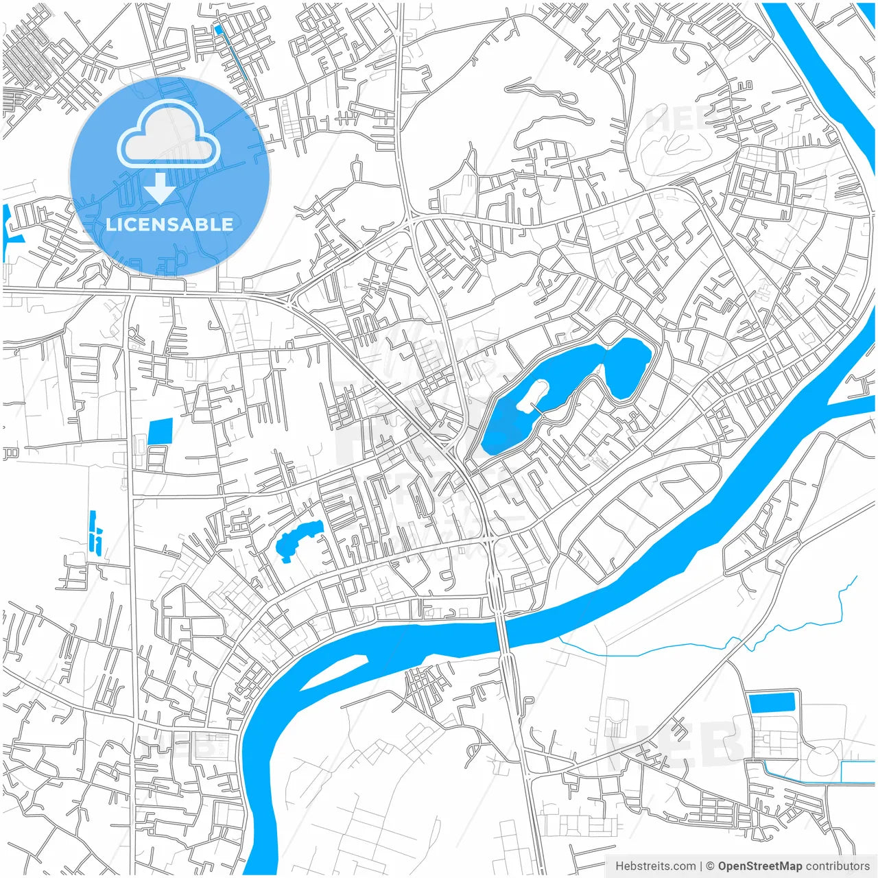 Nakhon Sawan, Nakhon Sawan, Thailand, city map with high resolution roads.