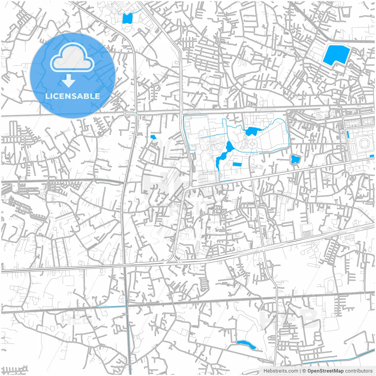 Nakhon Pathom, Nakhon Pathom, Thailand, city map with high resolution roads.