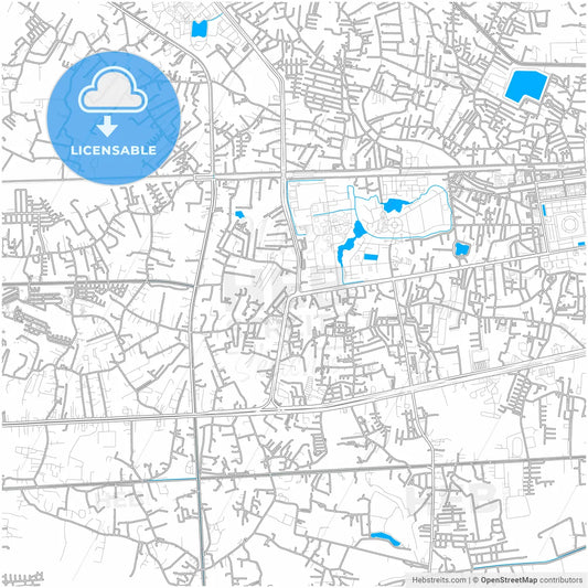 Nakhon Pathom, Nakhon Pathom, Thailand, city map with high resolution roads.