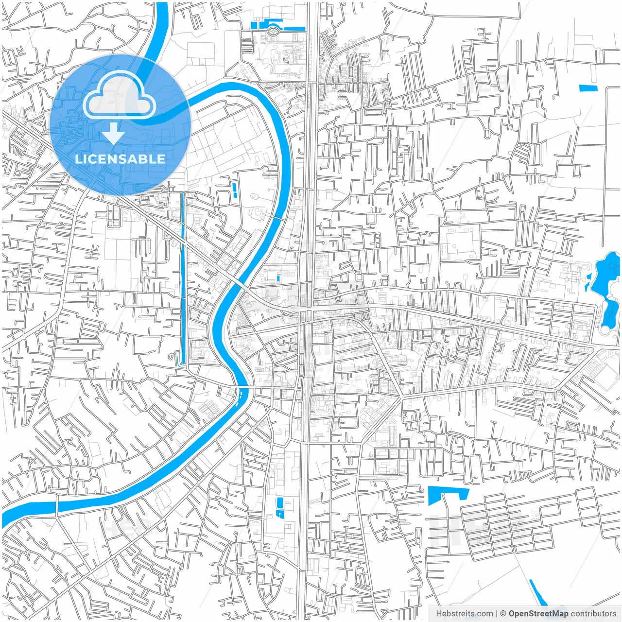 Phitsanulok, Phitsanulok, Thailand, city map with high resolution roads.