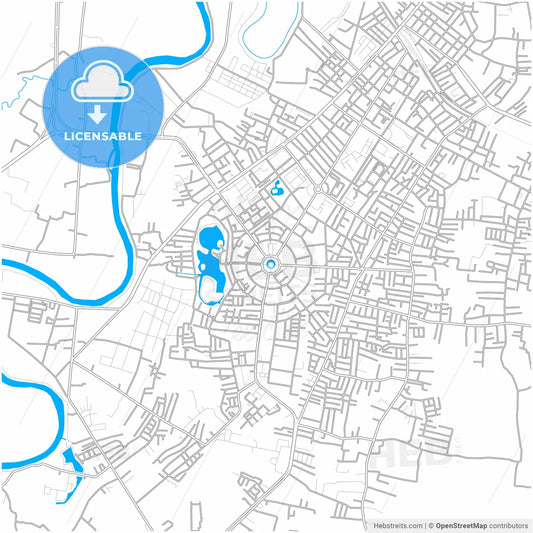 Yala, Yala, Thailand, city map with high resolution roads.