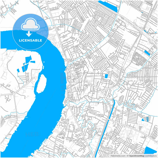 Samut Prakan, Samut Prakan, Thailand, city map with high resolution roads.