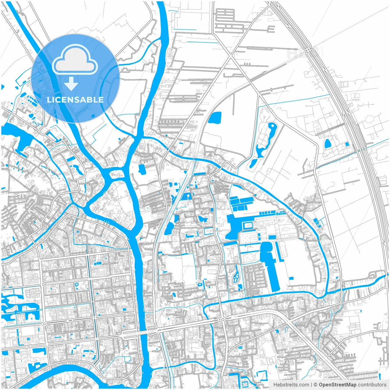 Phra Nakhon Si Ayutthaya, Phra Nakhon Si Ayutthaya, Thailand, city map with high resolution roads.