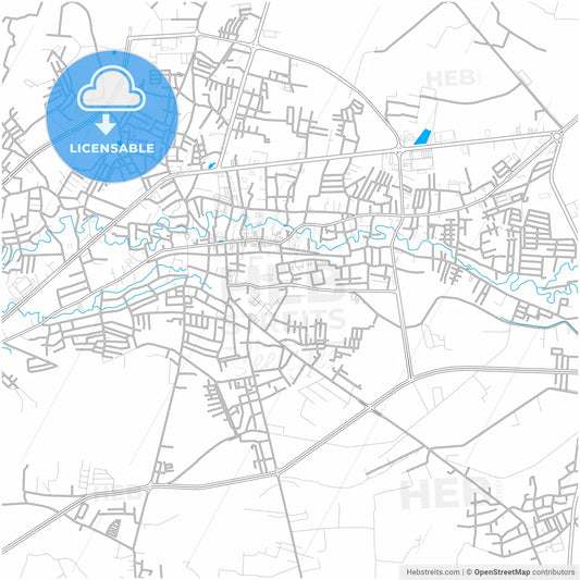 Mae Sot, Tak, Thailand, city map with high resolution roads.