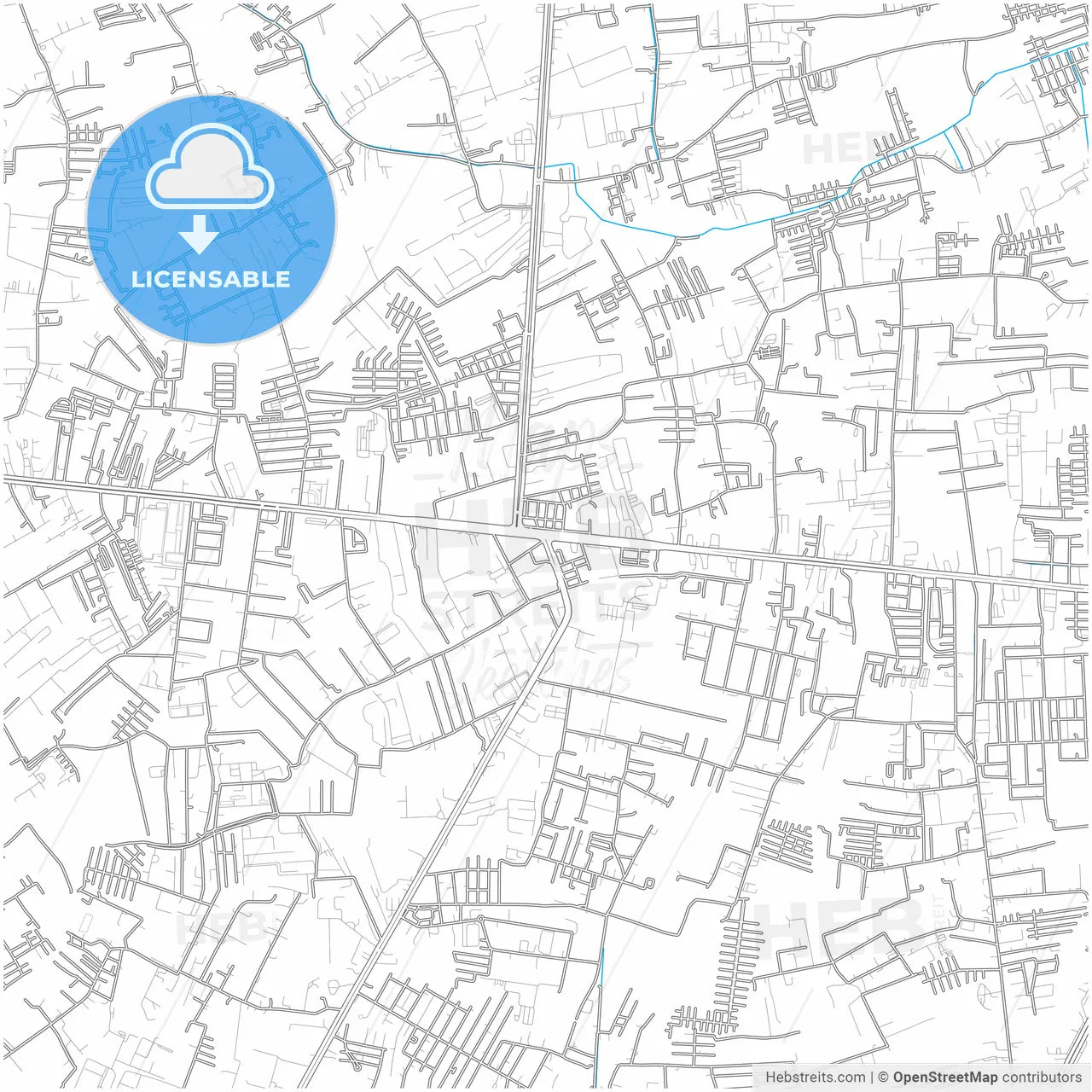 Om Noi, Samut Sakhon, Thailand, city map with high resolution roads.