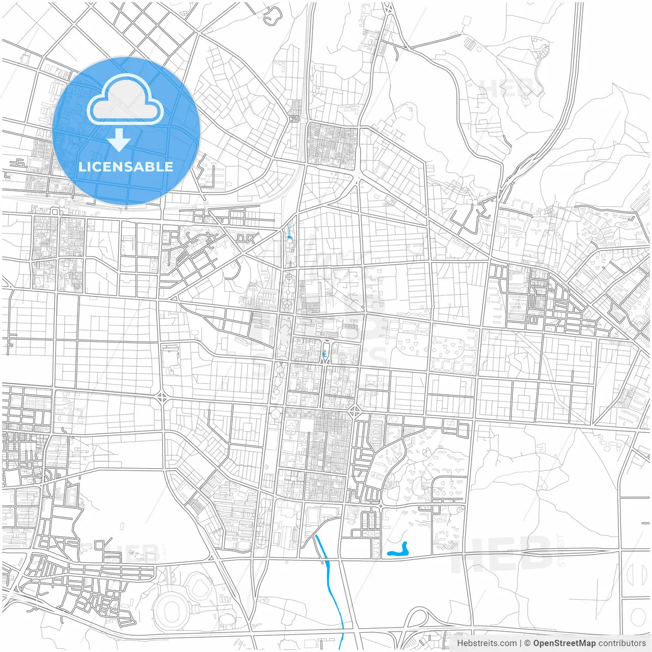 Incheon, South Korea, city map with high resolution roads.