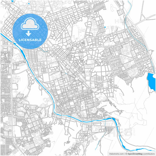 Jeonju, North Jeolla, South Korea, city map with high resolution roads.