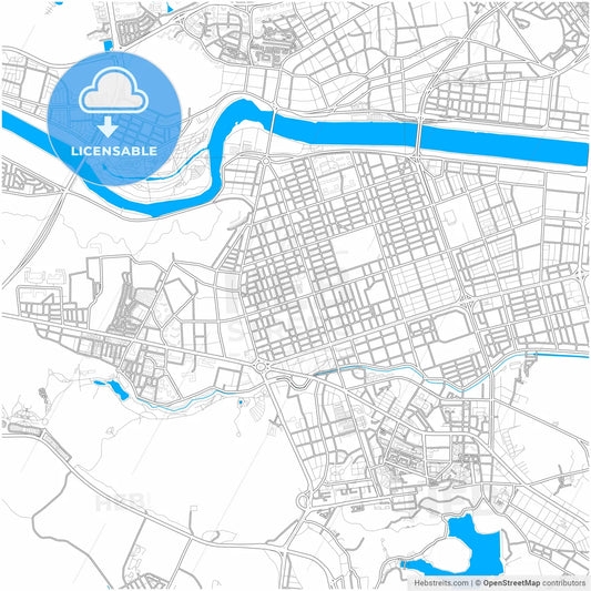 Ulsan, South Korea, city map with high resolution roads.