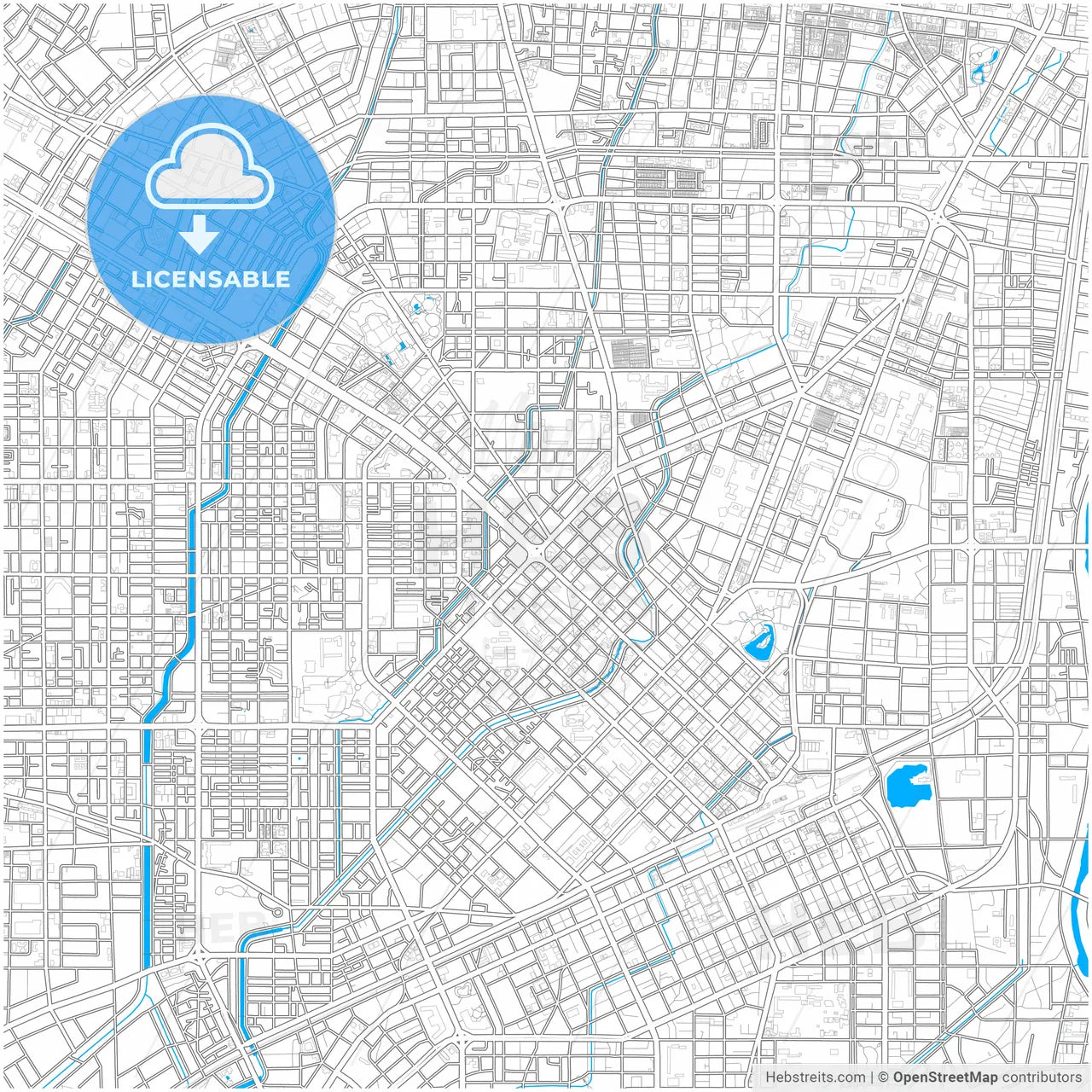 Taichung, Taiwan, city map with high resolution roads.