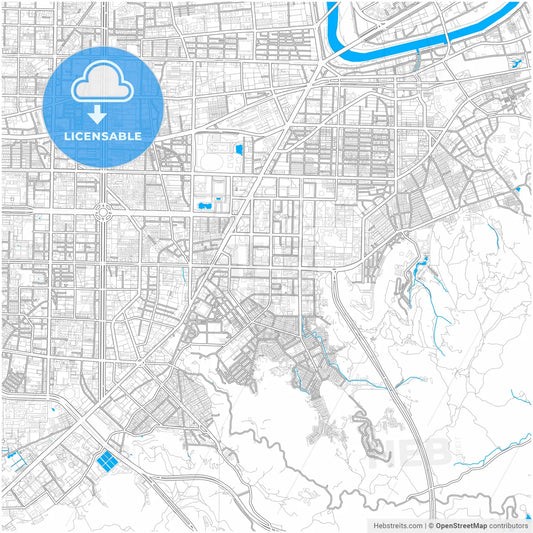 Taipei, Taiwan, city map with high resolution roads.