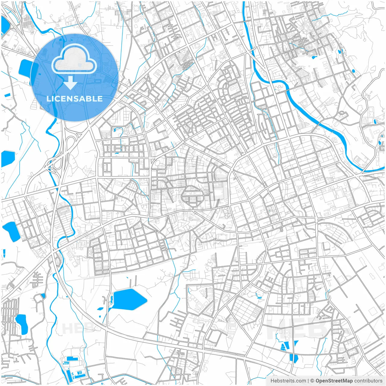 Taoyuan, Taiwan, city map with high resolution roads.