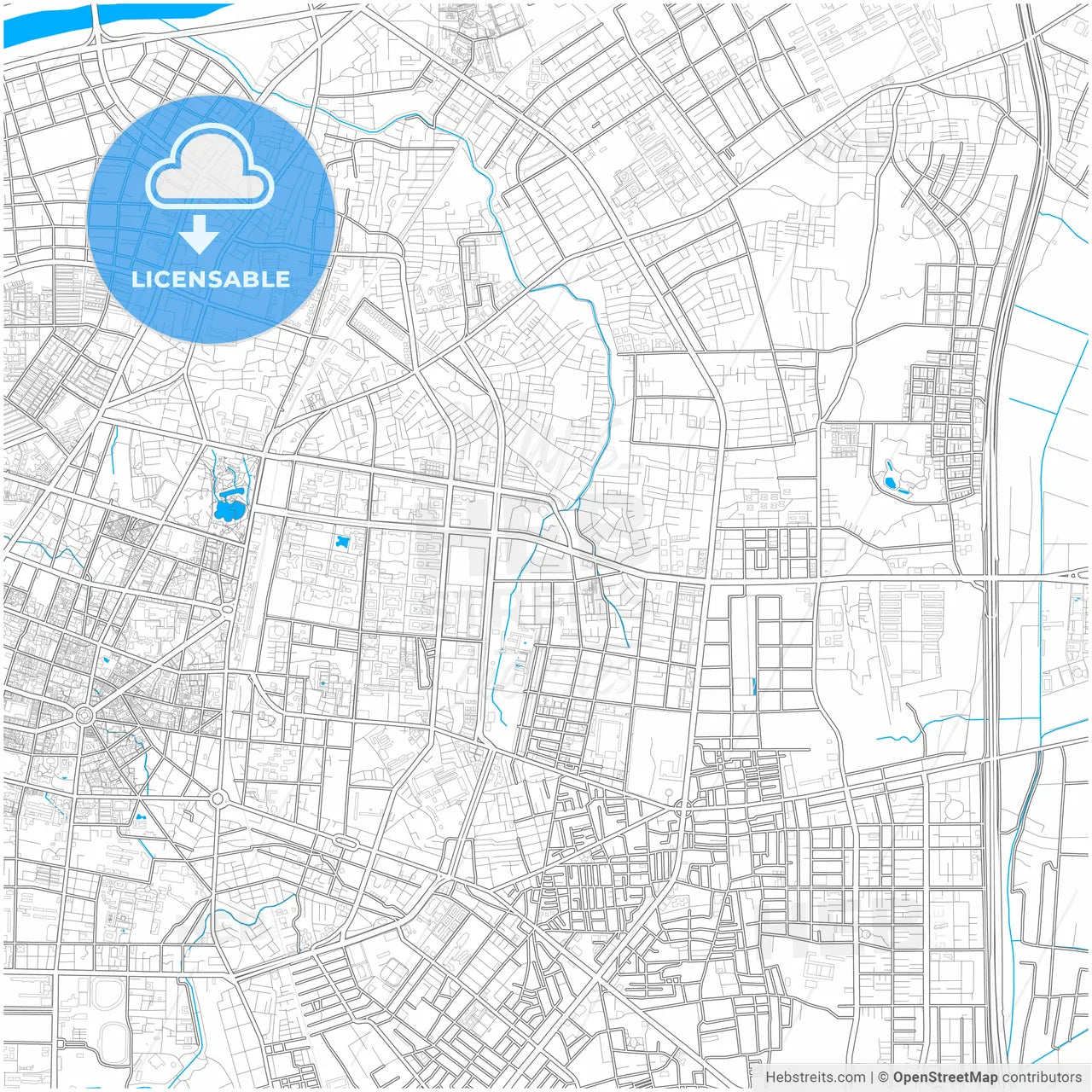 Tainan, Taiwan, city map with high resolution roads.
