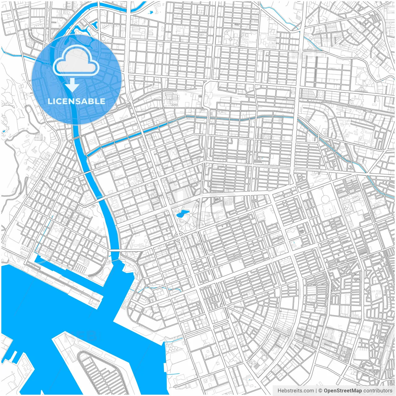 Kaohsiung, Taiwan, city map with high resolution roads.