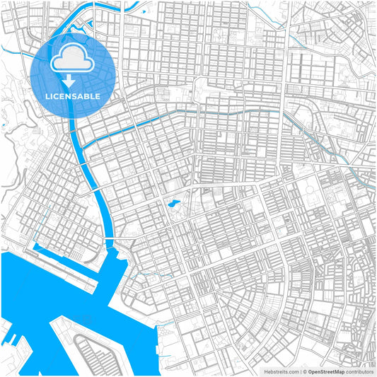 Kaohsiung, Taiwan, city map with high resolution roads.